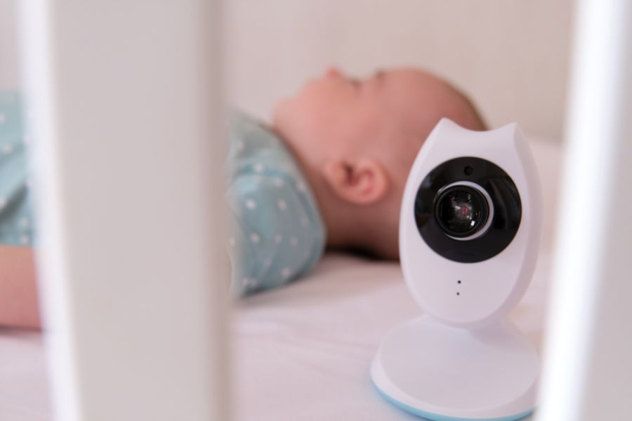 Baby monitor camera watching a sleeping child