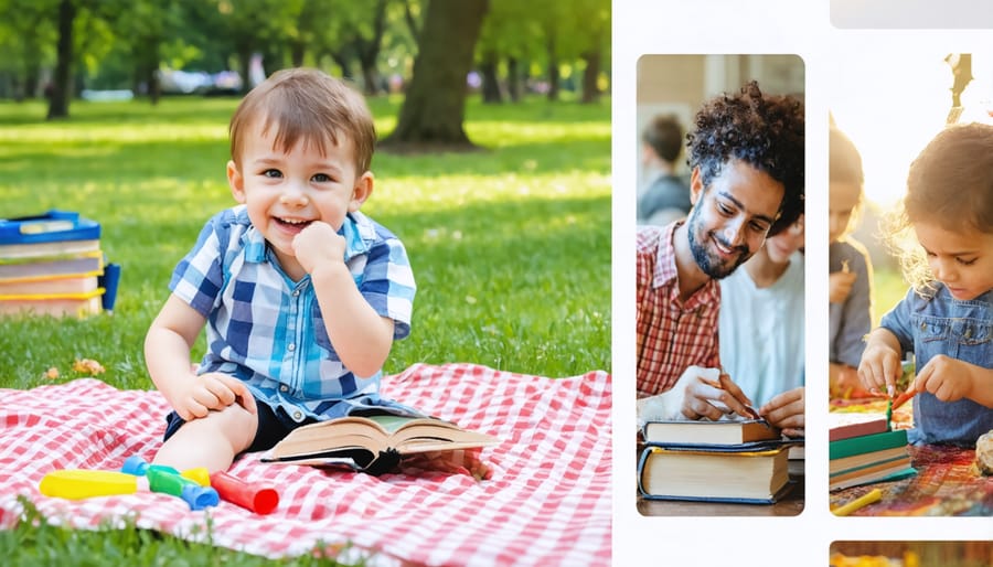 Montage showing diverse families enjoying free local entertainment activities